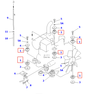 PC128 4D102 201 01 71250 Engine Cushion Diagram