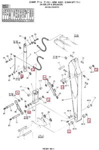 2445R220D4 SK200 8 SK210 8 80 95 5 Bucket Dust Seal Diagram