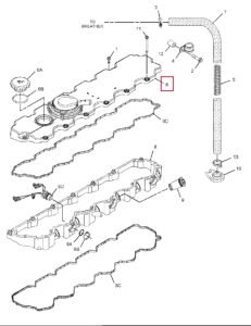 CAT320D2 318 8037 C6.6 Cylinder Head Cover Diagram