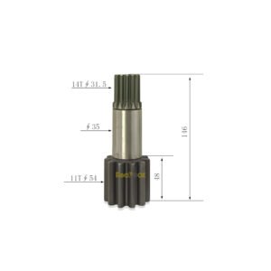 Swing Reduction Pinion Shaft 11T 14S Fit Excavator Komatsu PC20MR-2 PC20MR-3